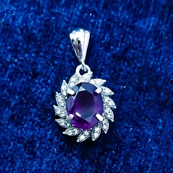 گردنبند نقره زنانه طرح ایرانا با سنگ آمیتیست اصل - Image 4