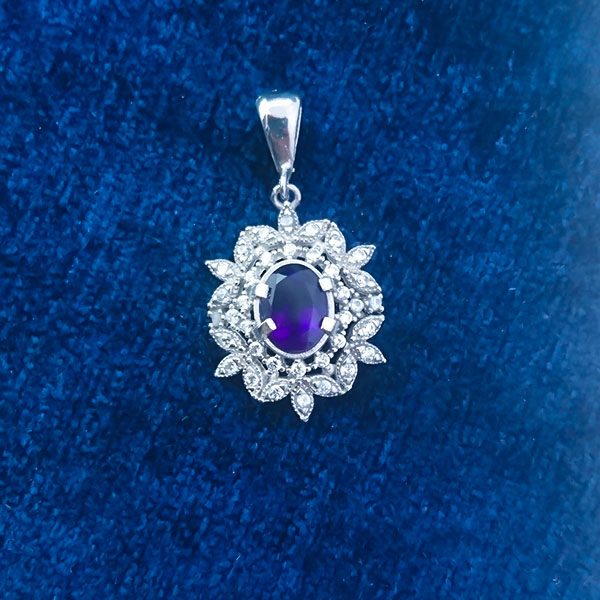 گردنبند آمیتیست نقره زنانه طرح آیه - Image 3