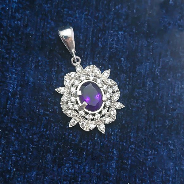 گردنبند آمیتیست نقره زنانه طرح آیه - Image 4