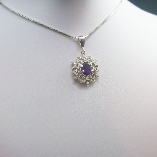 گردنبند آمیتیست نقره زنانه طرح آیه - Image 5