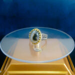 انگشتر نقره مردانه طرح خوشه ای دورطلایی با سنگ عقیق سلیمانی - Image 2