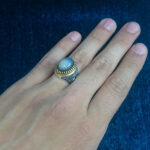 انگشتر نقره مردانه طرح یا ضامن آهو با سنگ عقیق سلیمانی - Image 3