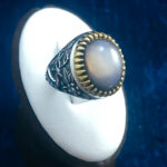 انگشتر نقره مردانه طرح یا ضامن آهو با سنگ عقیق سلیمانی