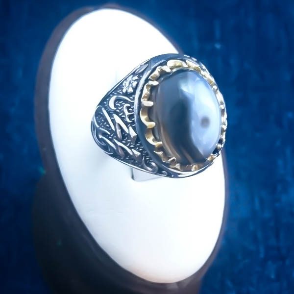 انگشتر عقیق سلیمانی مردانه نقره