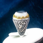انگشتر نقره مردانه طرح یا علی یا فاطمه با سنگ عقیق سلیمانی (باباقوری) - Image 7