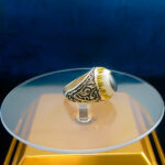 انگشتر نقره مردانه طرح یا علی یا فاطمه با سنگ عقیق سلیمانی (باباقوری) - Image 3