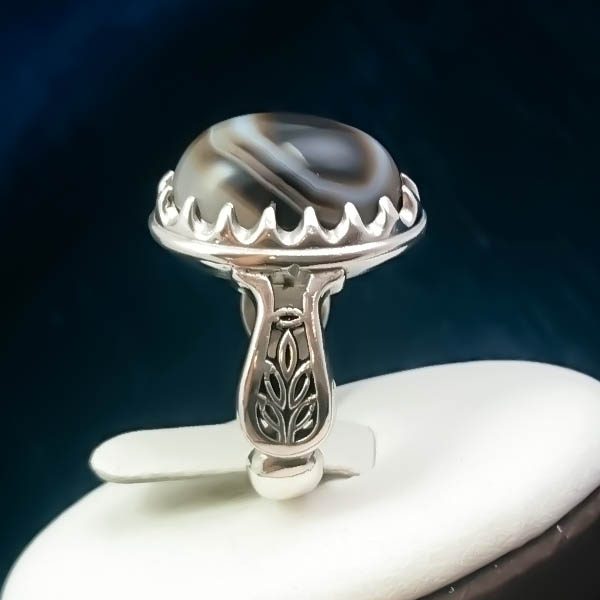 انگشتر نقره مردانه طرح پاسارگاد با سنگ عقیق سلیمانی - Image 7