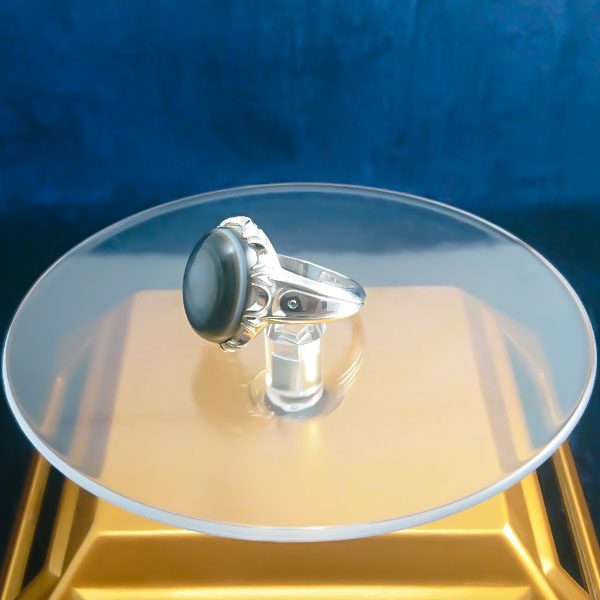 انگشتر نقره مردانه طرح هادی با سنگ عقیق سلیمانی (باباقوری) - Image 4