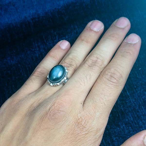 انگشتر نقره مردانه طرح هادی با سنگ عقیق سلیمانی (باباقوری) - Image 3