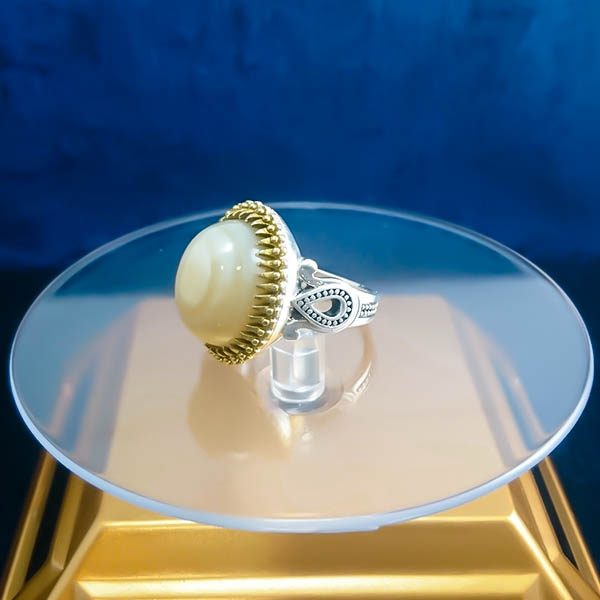 انگشتر نقره مردانه طرح ویژه۲ با سنگ عقیق سلیمانی (باباقوری) - Image 5