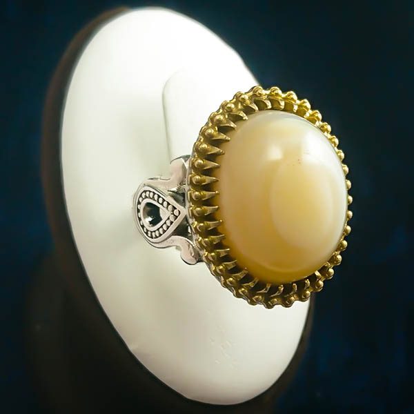 انگشتر باباقوری عقیق سلیمانی مردانه نقره ساده