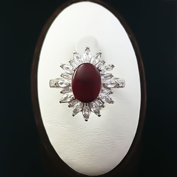 انگشتر نقره زنانه طرح تامارا با سنگ عقیق یمنی سرخ - Image 2
