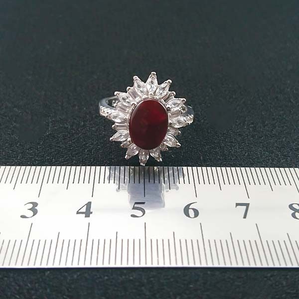 انگشتر نقره زنانه طرح تامارا با سنگ عقیق یمنی سرخ - Image 3