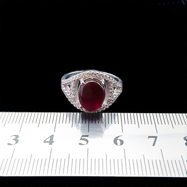 انگشتر نقره زنانه طرح تامیلا با سنگ عقیق یمنی سرخ - Image 3