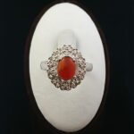 انگشتر نقره زنانه طرح تبسم با سنگ عقیق یمنی سرخ - Image 3