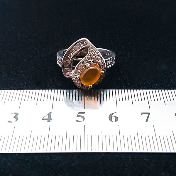 انگشتر نقره زنانه طرح توسکا با سنگ عقیق یمنی سرخ - Image 2