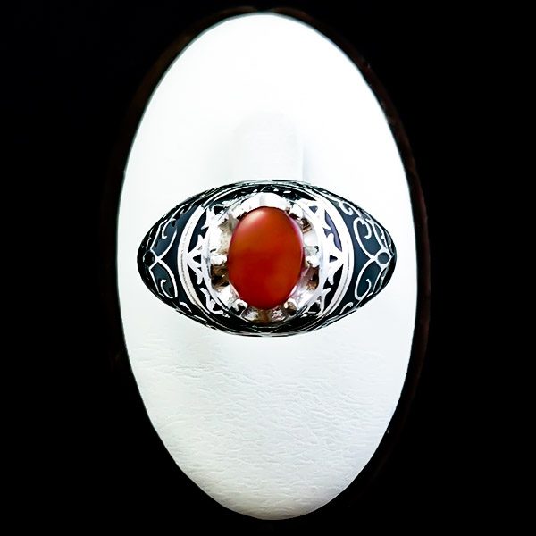 انگشتر نقره مردانه طرح بهراد با سنگ عقیق یمنی سرخ - Image 3