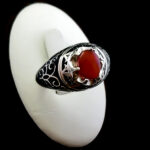 انگشتر نقره مردانه طرح بهراد با سنگ عقیق یمنی سرخ