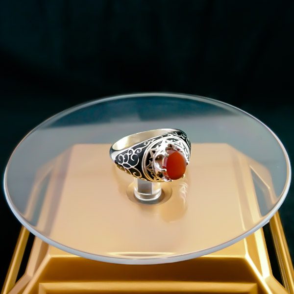 انگشتر نقره مردانه طرح بهراد با سنگ عقیق یمنی سرخ - Image 5