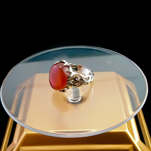 انگشتر نقره مردانه طرح بهنود سنگ عقیق سرخ - Image 4