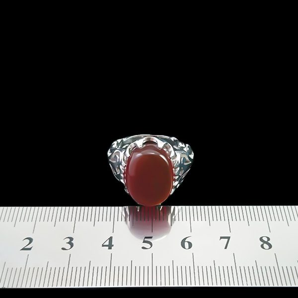 انگشتر نقره مردانه طرح بهنود سنگ عقیق سرخ - Image 5