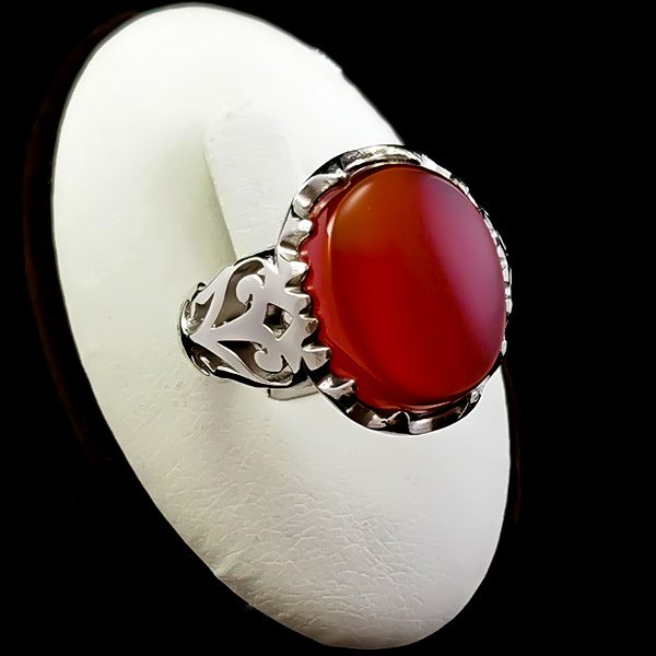 انگشتر عقیق سرخ مردانه نقره مجلسی