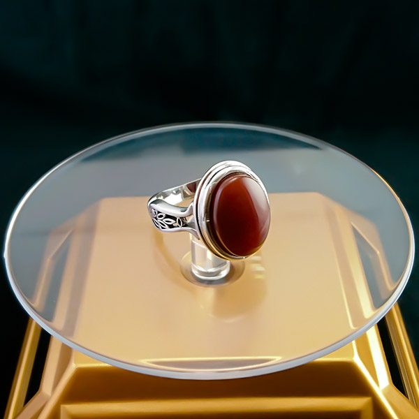 انگشتر نقره مردانه طرح باراد سنگ عقیق یمنی سرخ - Image 4