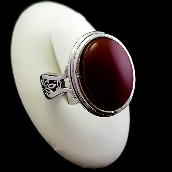 انگشتر عقیق یمنی سرخ مردانه نقره