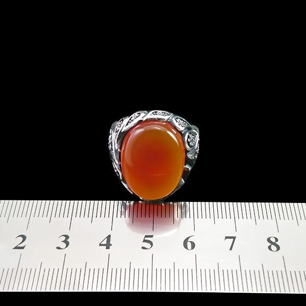 انگشتر نقره مردانه طرح باهر با سنگ عقیق یمنی سرخ - Image 3