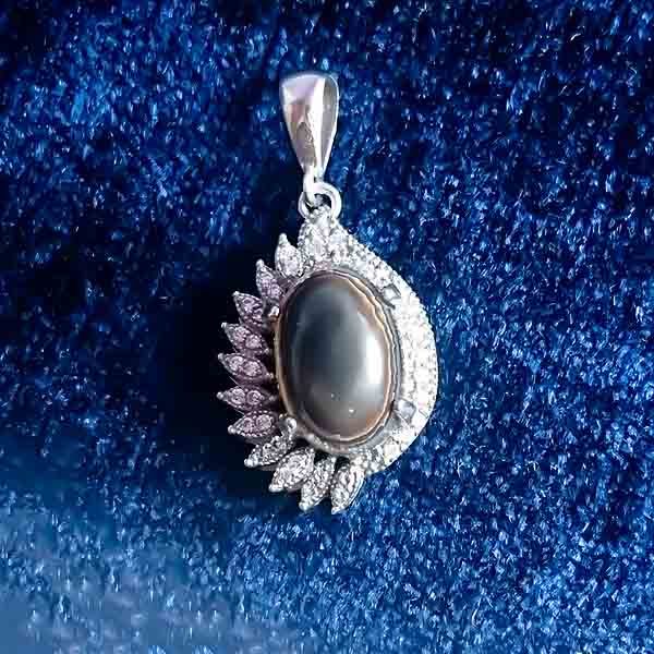 گردنبند نقره زنانه طرح طناز با سنگ عقیق سلیمانی - Image 3