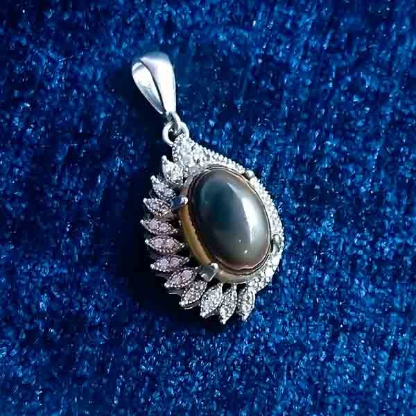 گردنبند نقره زنانه طرح طناز با سنگ عقیق سلیمانی - Image 5