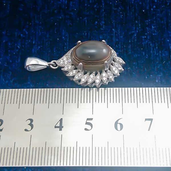 گردنبند نقره زنانه طرح طناز با سنگ عقیق سلیمانی - Image 2