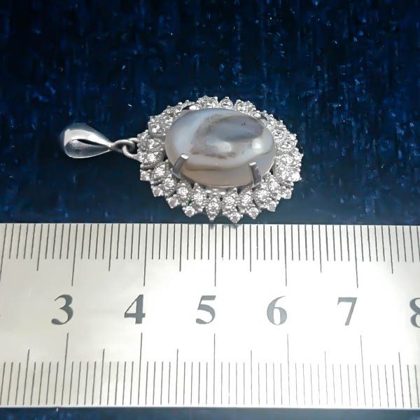 گردنبند نقره زنانه طرح ستایش با سنگ عقیق سلیمانی - Image 4