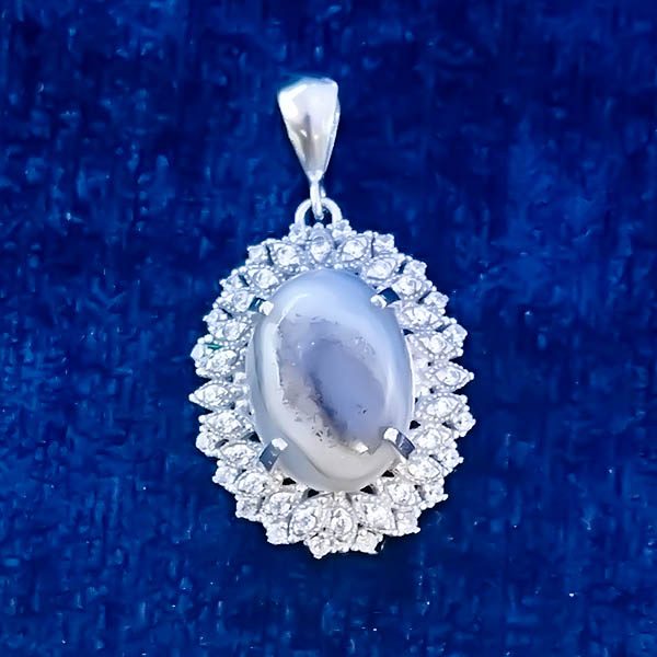 گردنبند نقره زنانه طرح ستایش با سنگ عقیق سلیمانی - Image 2