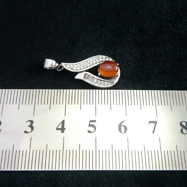 گردنبند نقره زنانه طرح تیدا با سنگ عقیق سرخ یمنی اصل - Image 4