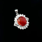 گردنبند نقره زنانه طرح تیسا با سنگ عقیق سرخ یمنی اصل