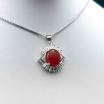 گردنبند نقره زنانه طرح تیسا با سنگ عقیق سرخ یمنی اصل - Image 3