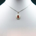 گردنبند نقره زنانه طرح ثمینا با سنگ عقیق سرخ یمنی اصل