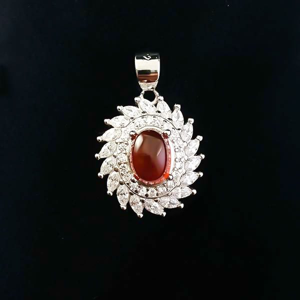 گردنبند نقره زنانه طرح ثمینا با سنگ عقیق سرخ یمنی اصل - Image 4