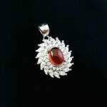 گردنبند نقره زنانه طرح ثمینا با سنگ عقیق سرخ یمنی اصل - Image 2