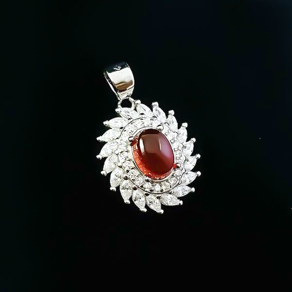 گردنبند نقره زنانه طرح ثمینا با سنگ عقیق سرخ یمنی اصل - Image 2