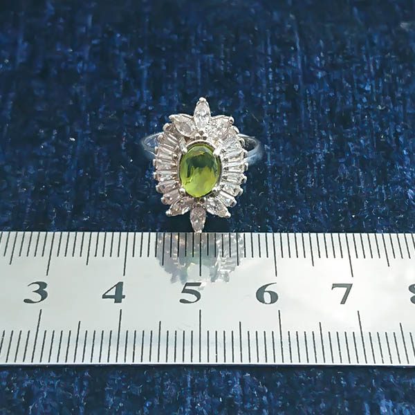 انگشتر نقره زنانه طرح الیسا با سنگ زبرجد الماس تراش - Image 2