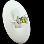 انگشتر زبرجد الماس تراش نقره زنانه طرح سارگل