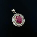 گردنبند یاقوت سرخ نقره زنانه طرح بهارک