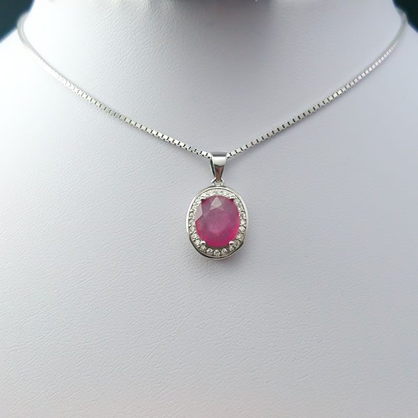 گردنبند یاقوت سرخ زنانه نقره ساده
