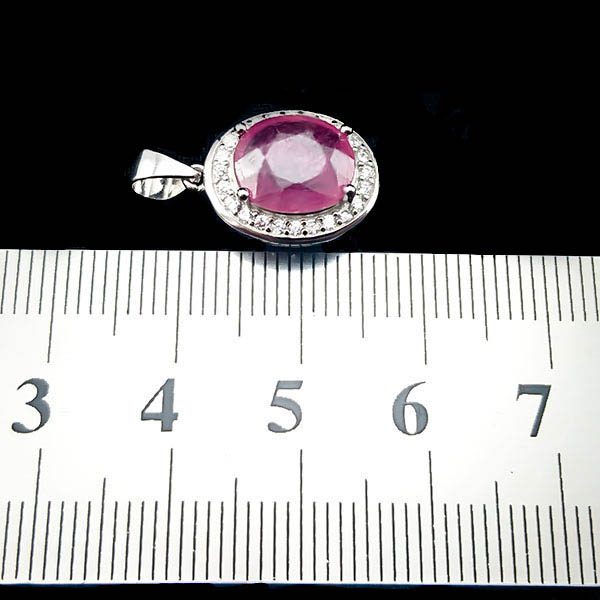 گردنبند نقره زنانه طرح بهارگل با سنگ یاقوت سرخ الماس تراش - Image 3