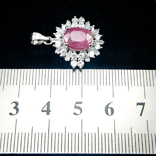 گردنبند نقره زنانه طرح بهارین با سنگ یاقوت سرخ الماس تراش - Image 2