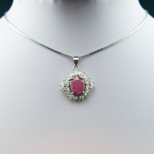 گردنبند یاقوت سرخ زنانه نقره