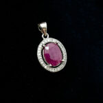 گردنبند نقره زنانه طرح بهدیس با سنگ یاقوت سرخ الماس تراش - Image 4