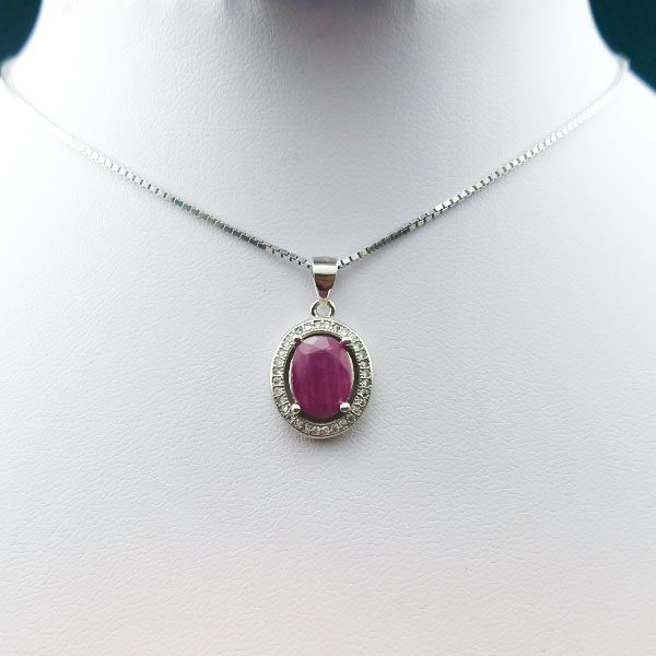 گردنبند یاقوت سرخ زنانه نقره ساده